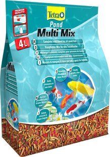 Корм Tetra Pond Multi Mix 4л харчова суміш (пластівці, гранули, таблетки, гамарус) 170285 фото