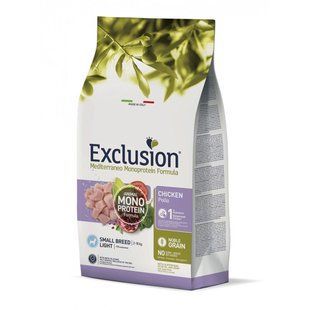 Сухий корм Exclusion Light Chicken Small Breed для дорослих собак дрібних порід із зайвою вагою або стерилізованих, 500 г 5167 фото