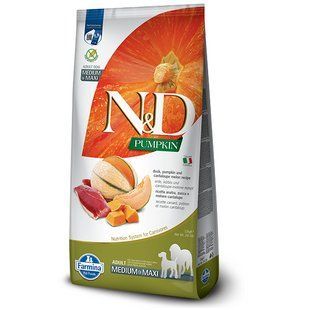 Форма дог сухая N&D Grain PUMPKIN DUCK & CANTALOUPE ADULT MEDIUM & MAXI с уткой и дыней 12 кг 38968 168803 фото