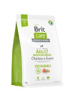 Сухой корм Brit Care Dog Sustainable Adult Medium Breed для собак средних пород, с курицей и насекомыми, 3 кг 172176 фото