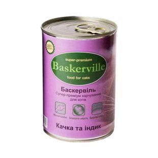 Вологий корм Baskerville для котів, качка і індик, 400 г х 6 шт 21517/П фото