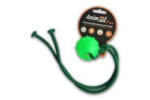 Іграшка для собак AnimAll Fun куля з канатом, зелений, 4 см 110622 фото