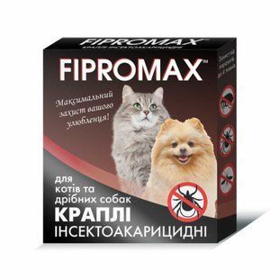 Краплі FIPROMAX для котів і дрібних собак вагою 4-10 кг,2 піп НФ-00001692(F-002) фото