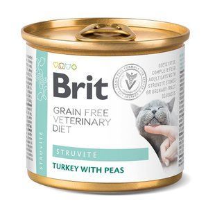 Вологий корм Brit GF VetDiet Struvite для котів, при сечокам'яній хворобі, з індичкою та горохом, 200 г 100713/9863***** фото