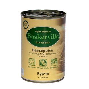 Вологий корм Baskerville для котів, курча з рисом, 400 г х 6 шт 21518/П фото