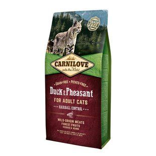 Сухой корм Carnilove Cat Hairball Control для выведения шерсти у кошек, утка и фазан, 6 кг 170203/2331 фото