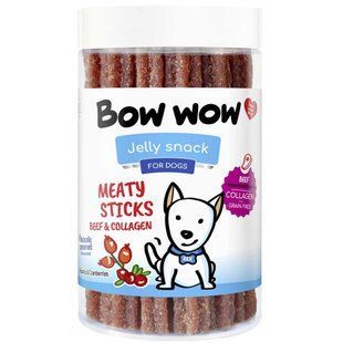 Ласощі для собак "Bow wow" м'ясні палички з яловичини та колагену, 12 см/370 г (20 шт./пач.) BW252 фото