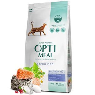 Сухой корм Optimeal для стерилизованных кошек и кастрированных кошек, лосось, 10 кг B1832501 фото