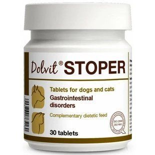 Таблетки Dolfos Dolvit Stoper протидіарейні для собак і котів, 30 табл. 5934-40 фото