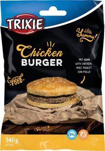 Лакомство Trixie для собак "Chucekn Burger" Бургер с курицей и сыромятной кожей 9см 140г 31505 фото