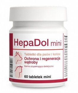 Таблетки Dolfos HepaDol Mini для здоров'я печінки для собак дрібних порід та котів, 60 таб 1458-60 фото