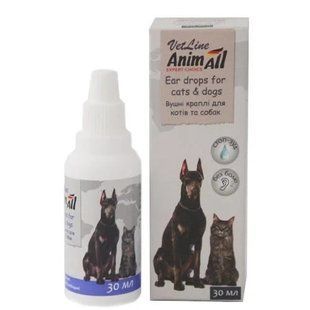 Вушні краплі AnimAll VetLine для котів і собак, 30 мл 69542 фото
