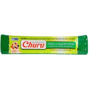 Ласощі INABA "Churu" для собак, вершковий мус у стиках, курка з овочами 1 стік/20 гр EUD605-1 фото