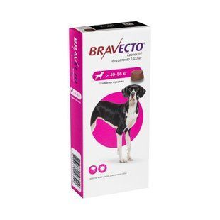 Bravecto для собак вагою від 40 до 56 кг Жувальна таблетка 1400 мг від кліщів і бліх tv0868 фото