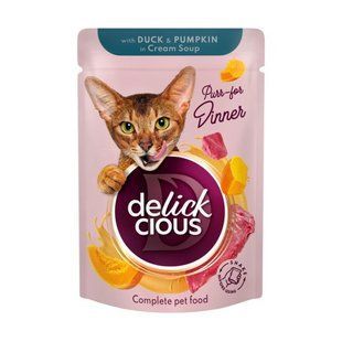 Вологий корм Delickcious смужки з качкою та гарбузом в крем-супі 12 шт х 85 г D6251401/П фото