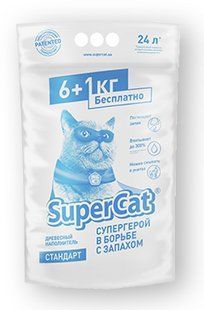 Дерев'яний наповнювач Super cat 6+1 кг для котячого туалету 5995 фото