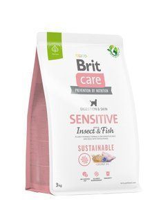 Корм Brit Care Dog Sustainable Sensitive 3 кг для собак с чувствительным пищеварением, с рыбой и насекомыми 172188 фото