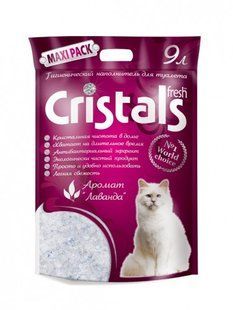 Силікагелевий наповнювач Cristals Frech 9 L, 3.85 кг з лавандою для котячого туалету Cristal9 фото