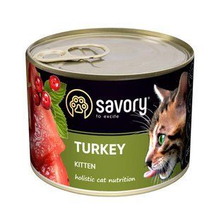 Вологий корм Savory для кошенят, з індичкою, 200 г 30686 фото