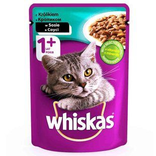 Вологий корм Whiskas для котів, з кроликом в соусі, 85 г х 28 шт 141604/П фото