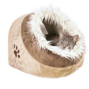 Лежак-печера Minou 35 х 26 х 41 см, плюш, бежевий / коричневий з малюнком TX-36281 фото