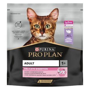 Сухой корм Purina Pro Plan Cat Delicate Turkey для кошек с чувствительным пищеварением, с индейкой, 400 г 12372502 фото