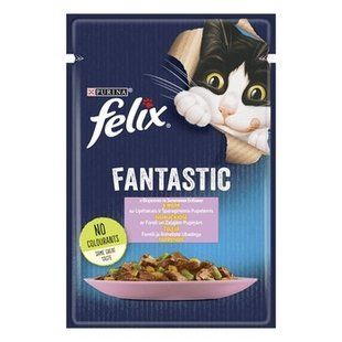 Вологий корм для котів Felix Fantastic з фореллю і зеленими бобами 85г х 26шт шматочки в желе 12449261/П фото