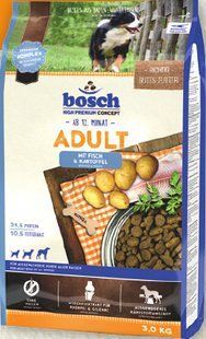 Bosch Adult Fish & Potato 3 кг сухий корм для собак з середньою активність риба з картоплею 5222003 фото