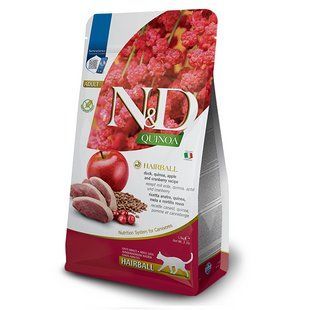 Фарміна сухий корм N&D Quinoa Hairball ADULT 1.5 кг з качкою, кіноа, яблуко і журавлина 177895 фото