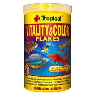 Сухой корм для аквариумных рыб Tropical в хлопьях &laquo;Vitality & Color Flakes&raquo; 1 л (для всех аквариумных рыб) 77146***** фото