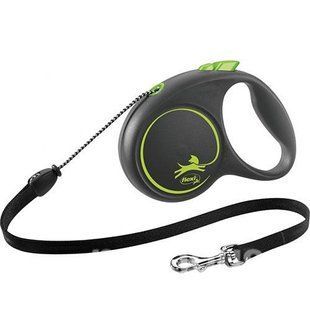 Повідець-рулетка Flexi з тросом New Classic M 8 м/20 кг Чорнийтросом Design M 5 м / 20 кг Зелений FL 033425 фото