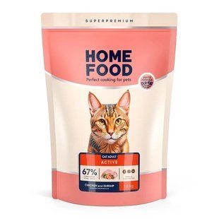 Сухой корм для активных взрослых кошек курочка и креветка Home Food Cat Adult 1.6 кг 4820235020071 фото