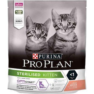 Сухий корм Purina Pro Plan Sterilised Kitten для стерилізованих кошенят, з лососем, 400 г 12419018 фото