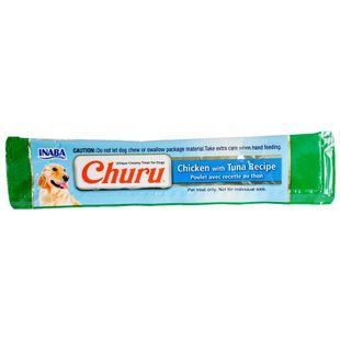 Ласощі INABA "Churu" для собак, вершковий мус у стиках, курка/тунець 1 стік/20 гр EUD602-1 фото