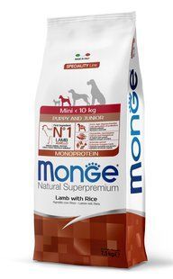 Monge Dog Mini Puppy & Junior ягня з рисом 7,5 кг 70011075 фото