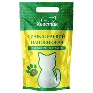 Наповнювач Хвостик 10 л силікагель дрібний 0,5-2 мм із зеленими гранулами 163084 фото