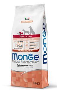 Monge Dog Mini Puppy & Junior лосось з рисом 7,5 кг 70011068 фото