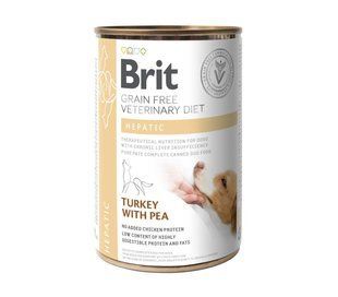 Вологий корм Brit GF VetDiet Hepatic для собак, для підтримки роботи печінки, індичка та горошок, 400 г 100275/6030 фото