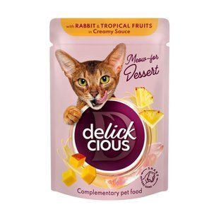 Вологий корм Delickcious пластівці з кроликом та тропічними фруктами у вершковому соусі 12 шт х 80 г D6251501/П фото