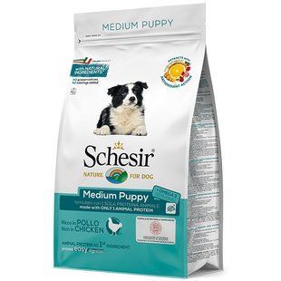Schesir dog Medium Puppy 12 кг сухой монопротеиновый корм для щенков средних пород, беременных и кормящих ШСЩСК12 фото