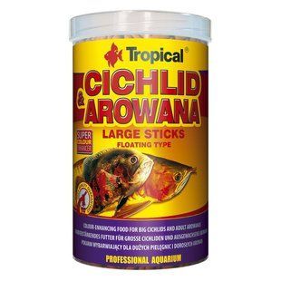 Сухий корм для акваріумних риб Tropical в паличках &laquo;Cichlid & Arowana Large Sticks&raquo; 1 л (для м'ясоїдних 63536 фото