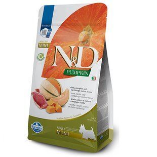 Фармина дог сухая N&D Grain PUMPKIN DUCK & CANTALOUPE ADULT MINI с уткой и дыней 2 кг 38937 168802 фото