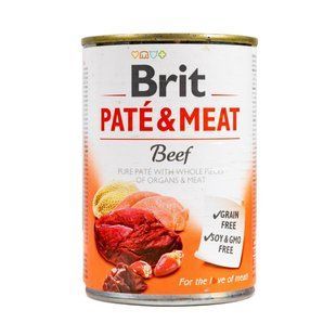 Вологий корм Brit Care Pate & Meat для собак, з яловичиною та індичкою, 400 г 100858/100072/0274 фото