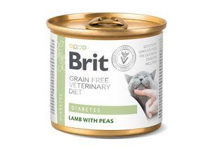 Вологий корм Brit GF VetDiet Diabetes для котів, при цукровому діабеті, з ягням та горохом, 200 г 100710 фото
