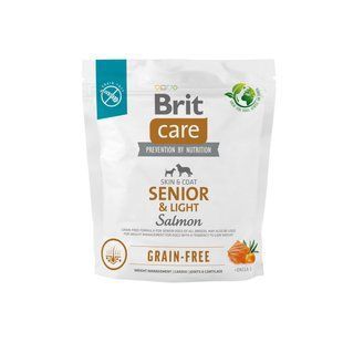 Сухой корм Brit Care Dog Grain-free Senior & Light для стареющих собак, беззерновой с лососем, 1 кг 172205 фото