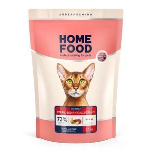 Сухий корм для дорослих кішок качине філе з грушею Home Food Cat Adult гіпоалергенний беззерновий 1.6 кг 4820235020231 фото
