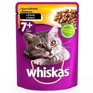 Вологий корм Whiskas для котів від 7 років, з куркою в соусі, 85 г х 28 шт 141613/П фото
