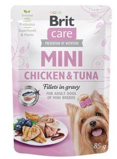 Вологий корм Brit Care Mini Chicken & Tuna 85г для собак дрібних та міні порід, філе курки та тунця в соусі 100217/4425/100912 фото