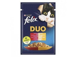 Вологий корм Felix Fantastic Duo з яловичиною та птицею шматочки у желе 85 гр х 26 шт 12452957/П фото
