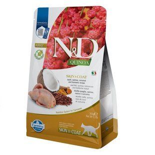 Фарміна сухий корм N&D Quinoa Skin&Coat 300 г дієт. харчування, при харчовій алергії з перепелом, кіноа, кокос та куркума 168044 фото
